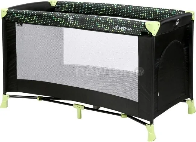 Манеж-кровать Lorelli Verona 1 Layer 2020 (black&green dots)