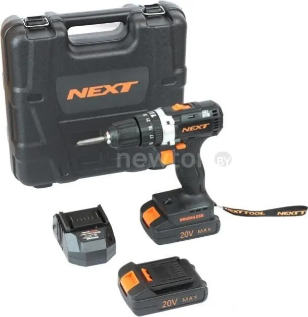 Ударная дрель-шуруповерт Nexttool ACD-20BLS/MAX (с 2-мя АКБ, кейс)
