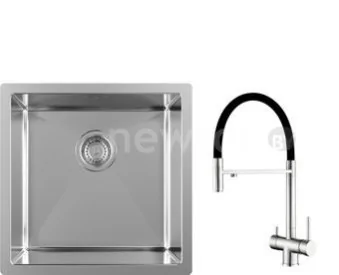 Кухонная мойка ZorG ZRN 4545 Premium + cмеситель Asgard Premium Satin