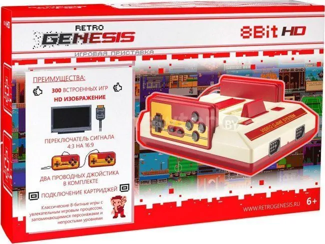 Игровая приставка Retro Genesis 8 Bit HD (2 геймпада, 300 игр)