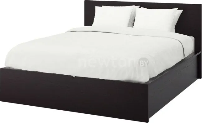 Кровать Ikea Мальм 200x160 (4 ящика, черно-коричневый, Лурой) 992.110.08
