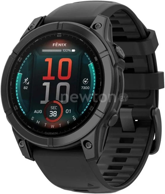 Умные часы Garmin Fenix 8 E 47мм (серая сталь, черный силиконовый ремешок)