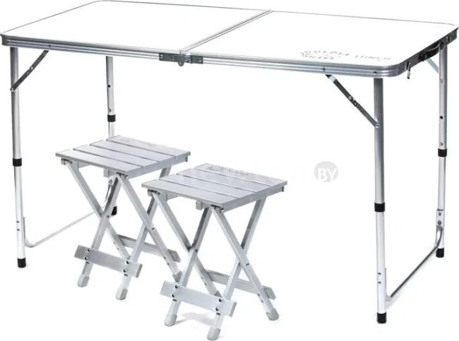 Стол со стульями GOLDEN SHARK Lunch XL + 2 стула Aluminium 30869