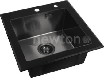 Кухонная мойка ARFEKA ECO AR 500*500 GS BLACK GLASS + BLACK PVD NANO