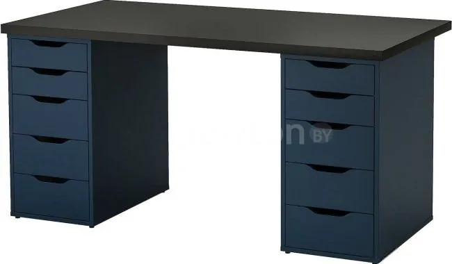 Стол Ikea Линнмон/Алекс (черно-коричневый/синий) 393.040.10