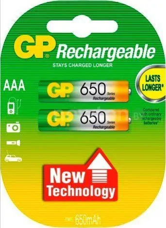 Аккумуляторы GP AAA 650mAh 2 шт. [65AAAHC]