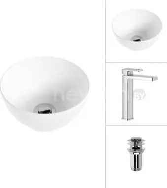 Умывальник Lauter 21601E + Cascade 21СК0655C с донным клапаном 21190CH (хром)