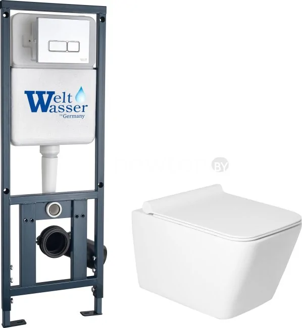 Унитаз подвесной Saniteco KW-9004W + 410 + 410 SE CR