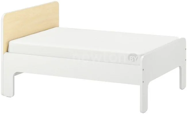 Растущая кровать Ikea Слэкт 80x130-200 (белый/береза) 893.266.13