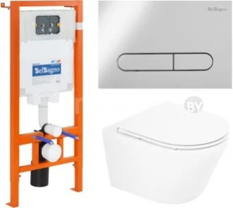 Унитаз подвесной BelBagno BB8001CHR/SC/BB002-80/BB005-PR-CHROME