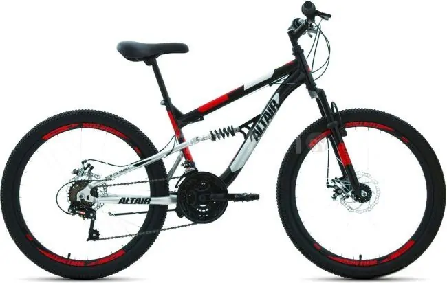 Велосипед Altair MTB FS 24 disc 2021 (черный/красный)