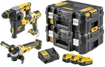 DeWalt DCK305P3T (перфоратор, винтоверт, болгарка, 3 АКБ, кейс)