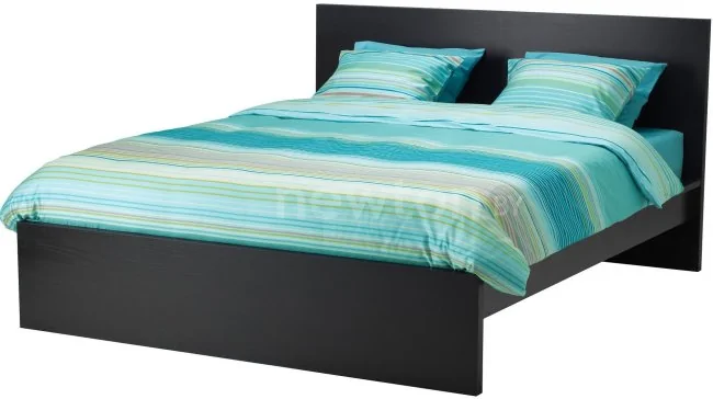 Кровать Ikea Мальм 160x200 (черно-коричневый, Лурой) 892.110.04