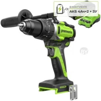 Ударная дрель-шуруповерт Greenworks GD24DD140 3707607CUD (с 2-мя АКБ)