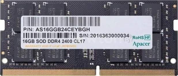 Оперативная память Apacer 16GB DDR4 SODIMM PC4-19200 AS16GGB24CEYBGH