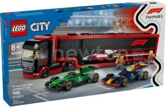 Конструктор LEGO City 60445 Грузовик F1 с болидами RB20 и AMR24 F1