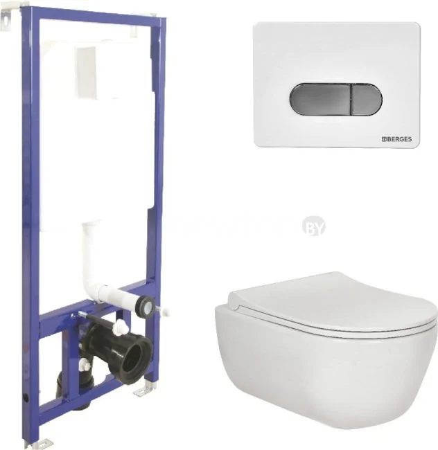 Унитаз подвесной Berges Wasserhaus Ego Rimless + Toma Slim SO + Novum525 + D7 047237