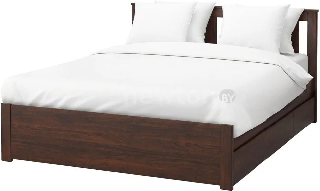 Кровать Ikea Сонгесанд 200x160 (два ящика, коричневый, Леирсунд) 292.411.17