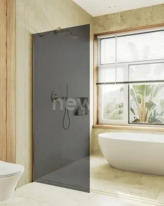 Душевая стенка MaybahGlass 99x195 MGD-1355-3ш (графитовое стекло/золото)