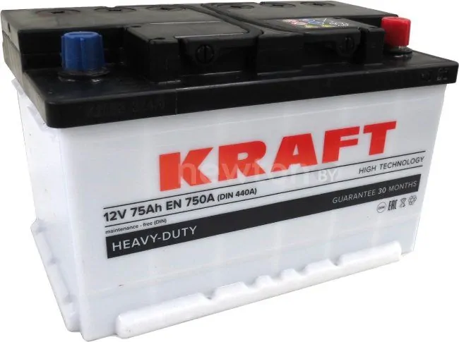 Автомобильный аккумулятор KRAFT 75 R low KR75.0_euro