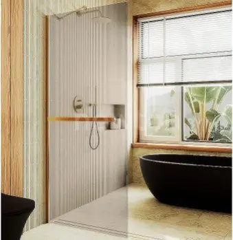 Душевая стенка MaybahGlass 99x195 MGD-1459-3ш (бронзовое стекло/золото)
