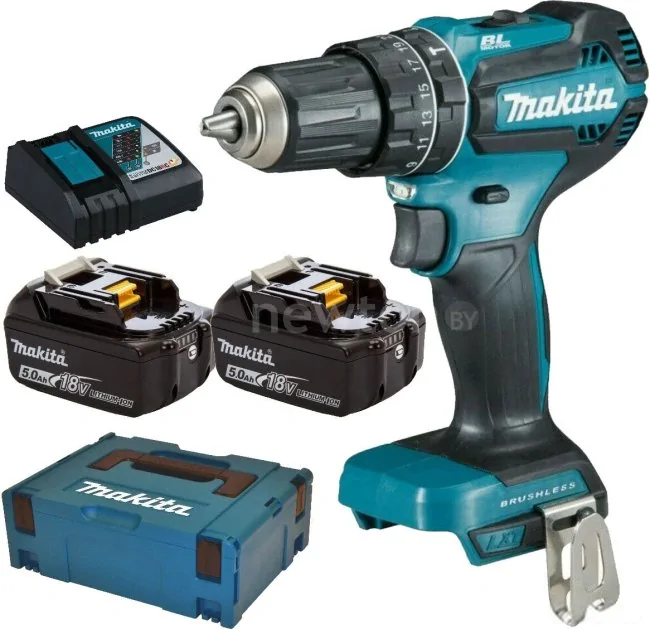 Ударная дрель-шуруповерт Makita DHP485RTJ (с 2-мя АКБ 5 Ач, кейс)