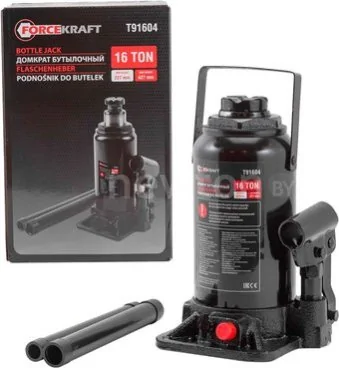 Бутылочный домкрат ForceKraft FK-T91604(DS) 16т