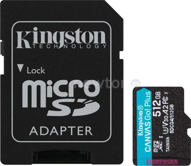 Карта памяти Kingston Canvas Go! microSDXC 512GB SDCG4/512GB (с адаптером)