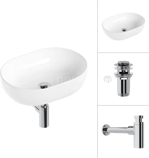 Умывальник Lauter 21836A + клапан 21190CH + сифон 21635CH (хром)