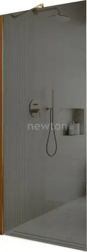 Душевая стенка MaybahGlass 109x195 MGD-681-3ш (графитовое стекло/золотой)