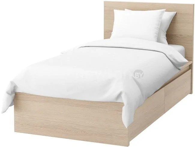 Кровать Ikea Мальм 200x90 (2 ящика, дуб беленый, без основания) 492.278.89