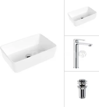 Умывальник Lauter 21674A + Moon 21СK81691C с донным клапаном 21190CH (хром)