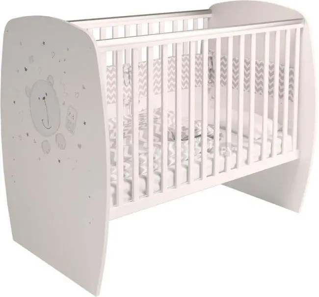 Классическая детская кроватка Polini Kids French 700, Teddy (белый)