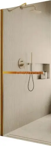 Душевая стенка MaybahGlass 79x195 MGD-727-3ш (бронзовое стекло/золотой)