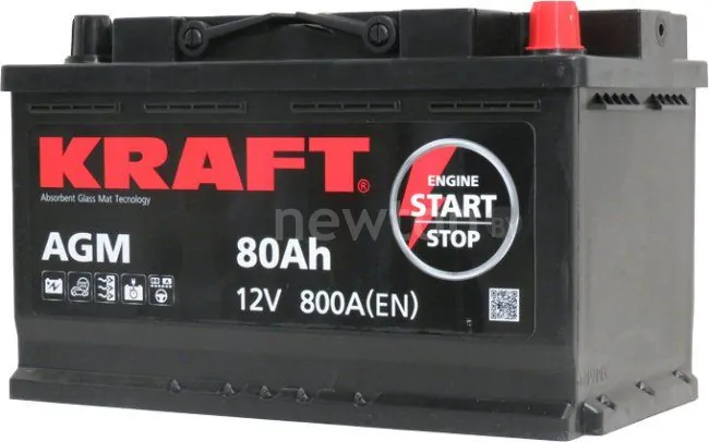 Автомобильный аккумулятор KRAFT AGM 80 R+