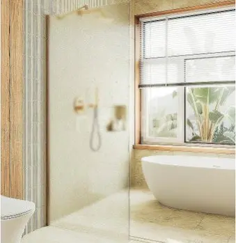 Душевая стенка MaybahGlass 89x195 MGD-690-3ш (сатин стекло/золото)