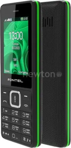 Кнопочный телефон Fontel FP240 (черный/зеленый)