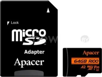 Карта памяти Apacer microSDXC AP64GMCSX10U8-R 64GB (с адаптером)