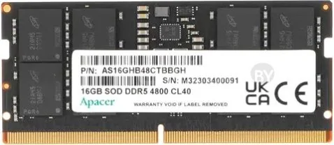 Оперативная память Apacer 16ГБ DDR5 SODIMM 4800 МГц AS16GHB48CTBBGH