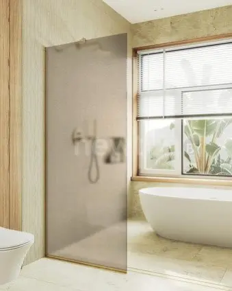 Душевая стенка MaybahGlass 99x195 MGD-1354-3у (бронзовое матовое стекло/золото)