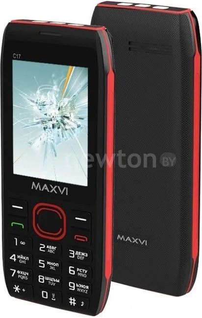 Телефон Maxvi C17 (черный/красный)