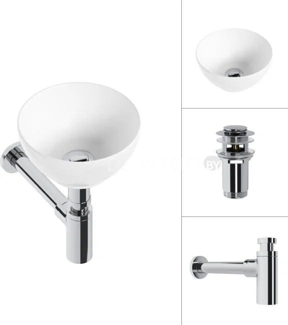 Умывальник Lauter 21601E + клапан 21190CH + сифон 21635CH (хром)