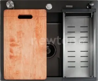 Кухонная мойка Futur FK 6050 Eco Embossing Pop-up Board plus (Black Nano)