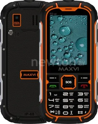 Кнопочный телефон Maxvi R2 up (черный/оранжевый)