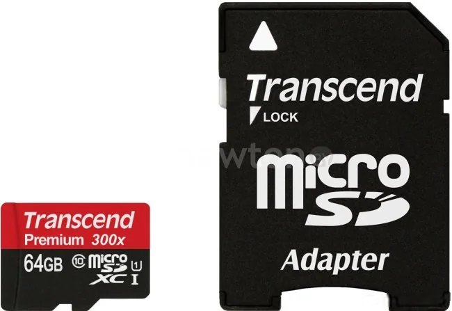 Карта памяти Transcend microSDXC UHS-I 300x Premium (Class 10) 64GB [TS64GUSDU1]