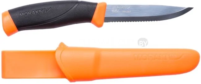 Нож Morakniv Companion Hi-Vis Or. Serrated (черный/оранжевый)