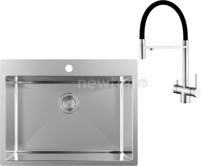 Кухонная мойка ZorG ZRN 5065 Premium + cмеситель Asgard Premium Satin
