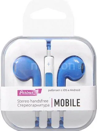 Наушники с микрофоном Partner Mobile (синий)