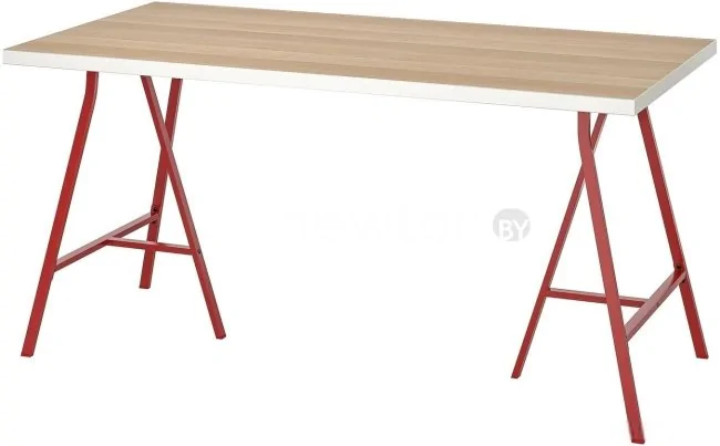Стол Ikea Линнмон/Лерберг (беленый дуб/красный) 593.310.03