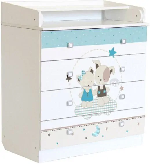 Детский комод Polini Kids Simple 1580 Лучшие друзья (белый)